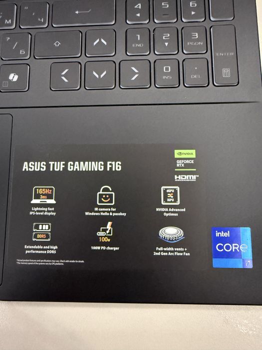 ASUS TUF Gaming F16 2025 FX608JMR-RV024 + Гаранция + Раница + Мишка