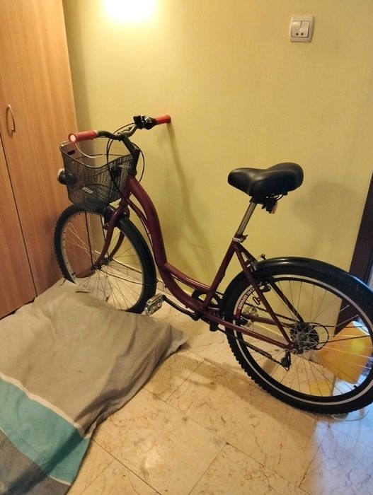 Bicicleta fără cadru vișinie