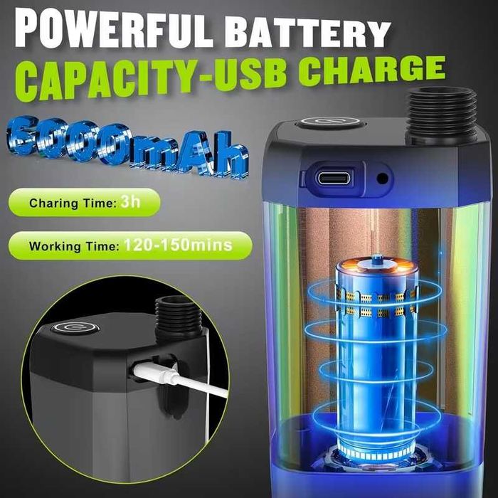 Преносим акумулаторен душ с LED дисплей - 6000mAh IPX7 водоустойчивост и 4 режима на струята