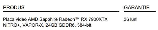 Placa video AMD Sapphire Radeon™ RX 7900XTX NITRO+ 24GB GDDR6, 384-bit