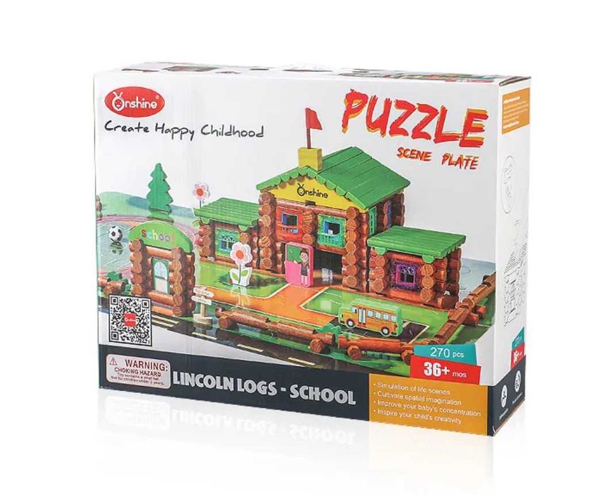 Коледен подарък! Намаления! Дървен конструктор с 270 ч. Lincoln blocks