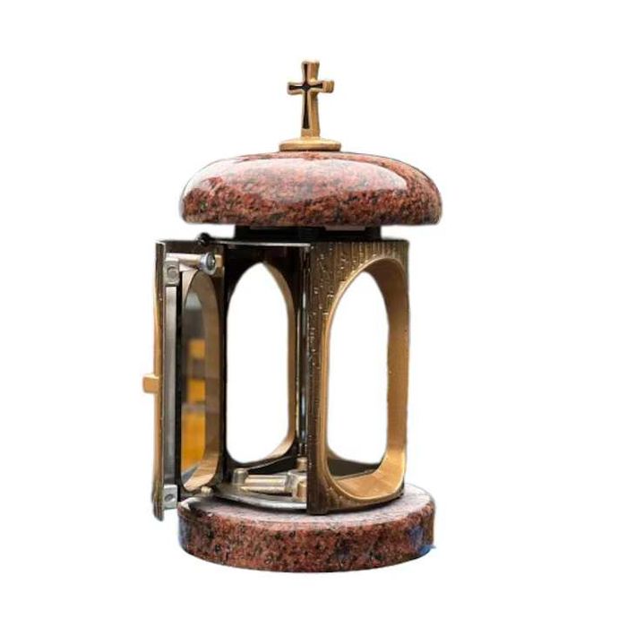 Felinar din Granit  150 x 150 x 280 mm , culoare visinie