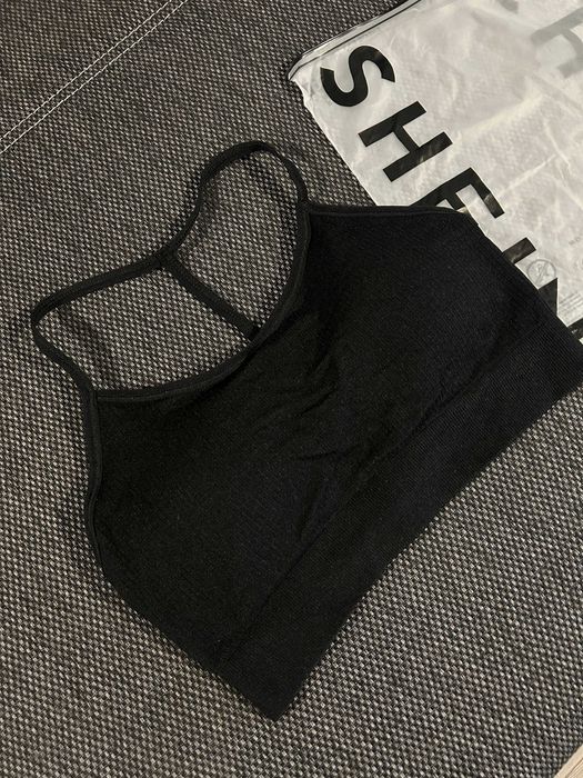 Bustiera/sutien sport/fitness SHEIN Backless, negru, marime S, NOU