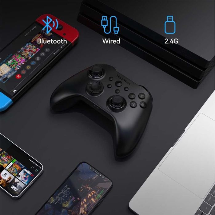 Controller wireless Bluetooth & 2.4G Hall trigger Turbo vibrații – Negru