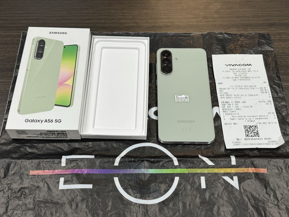 128GB Samsung a56 5G Vivacom Гаранция 2027г. Olive