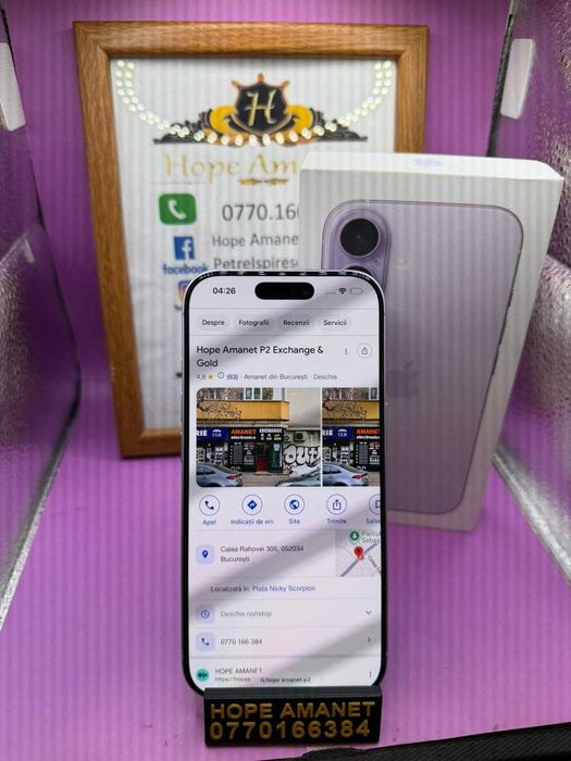HOPE AMANET P2-Iphone 17 la cutie 256 GB/100% BAT 8 cicl