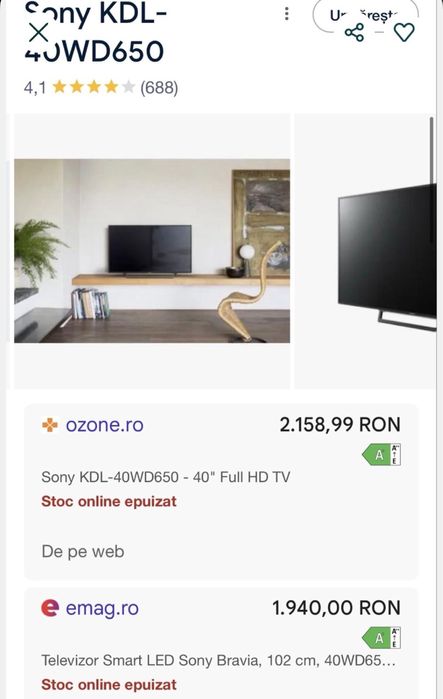 Smart TV Sony Bravia - 102 cm - KDL-40WD650