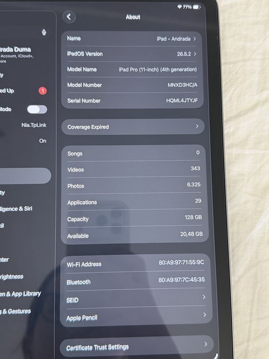 Vând iPad Pro 11 inch, generația a 4-a, 128 GB, Wi-Fi