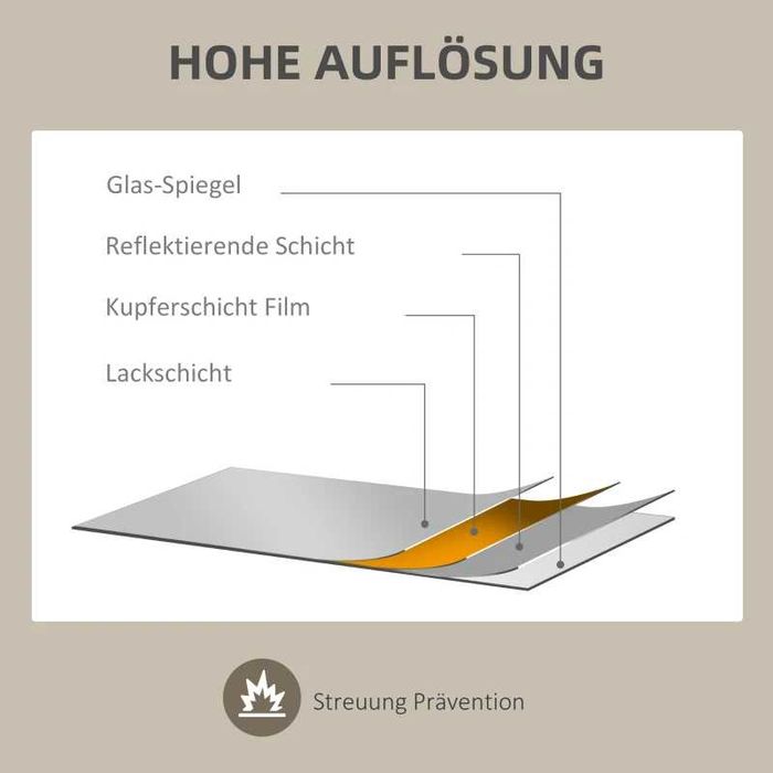 Стенно огледало HOMCOM, Винтидж дизайн, 80 см x 2.1 см x 60 см