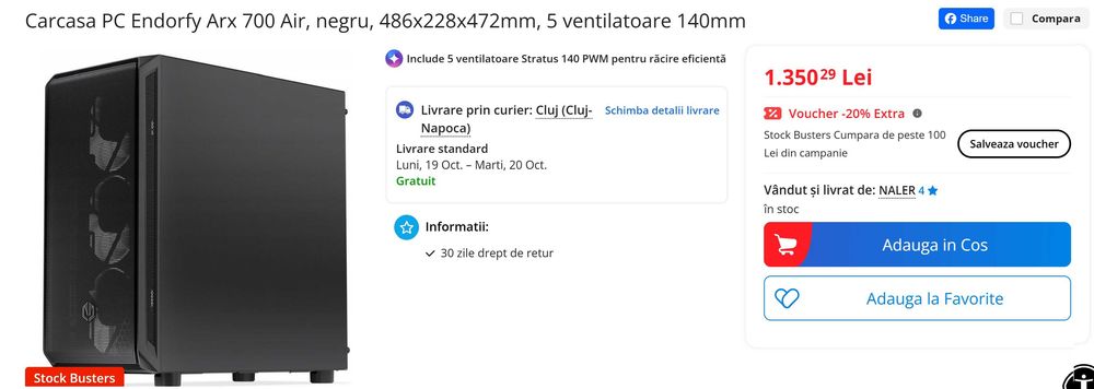 Carcasa PC Endorfy Arx 700 Air + 5 ventilatoare