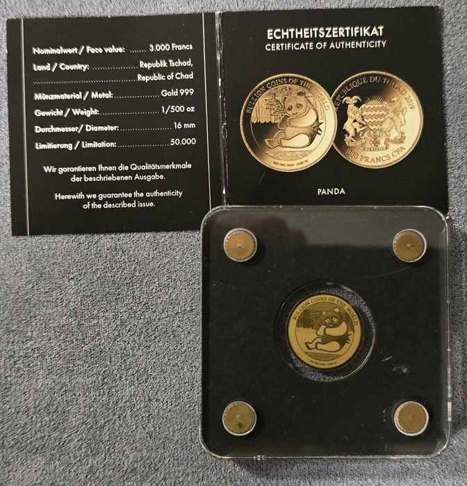 Panda – Златна монета 999 (1/500 oz) | 3000 Francs