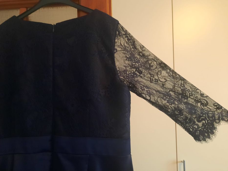 Rochie lungă bleumarin elegantă Alice Design – nașă/soacră/nunta/botez