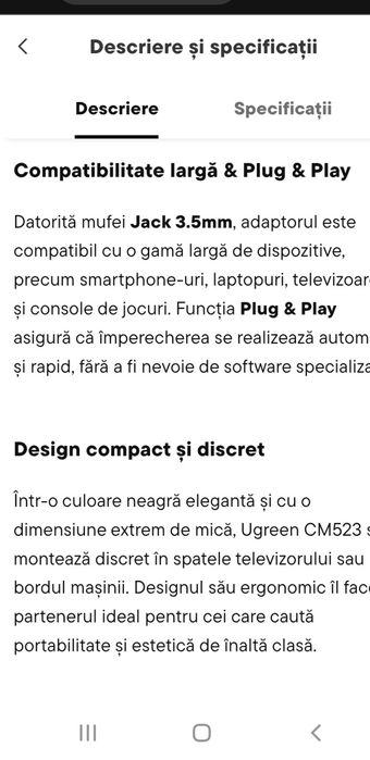 Adaptor bluetooth Ugreen CM523 nou