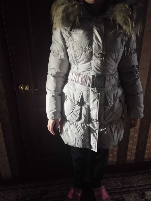 Пуховик женский зимний,шубка белая,