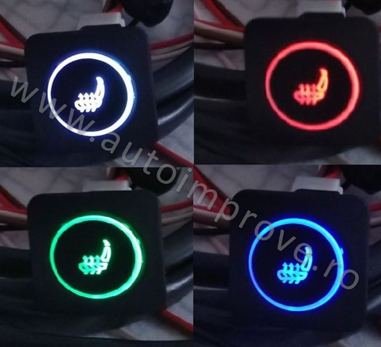 Incalzire scaun auto PUSH RGB patrat