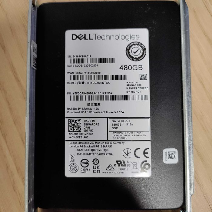 Enterprise SSD диск за сървър DELL 480GB