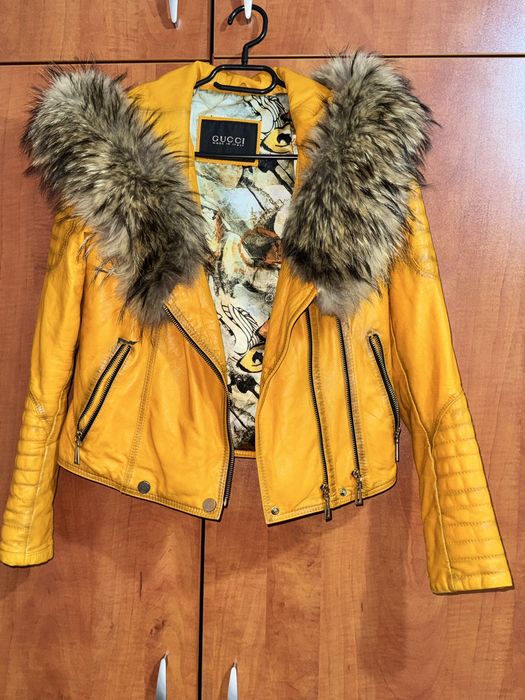 Кожено яке с естествен пух