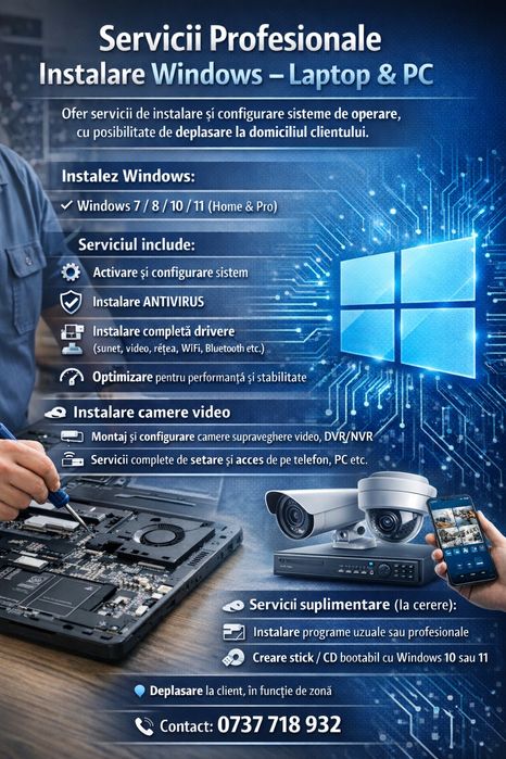 Instalare Windows + alte probleme legate de calculatoare si camere vid