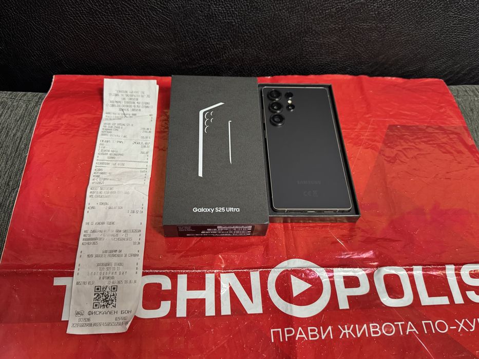 ***КАТО НОВ 256GB Samsung S25 Ultra Technopolis Гаранция 2027 Black