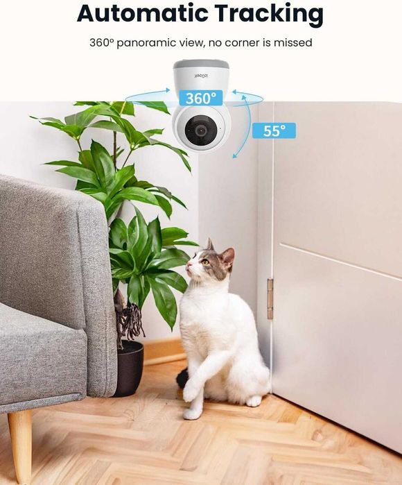 ieGeek 2.4g/5g WiFi охранителна камера за вътрешен монтаж, 5MP кабелна CCTV IR камера, SD карта