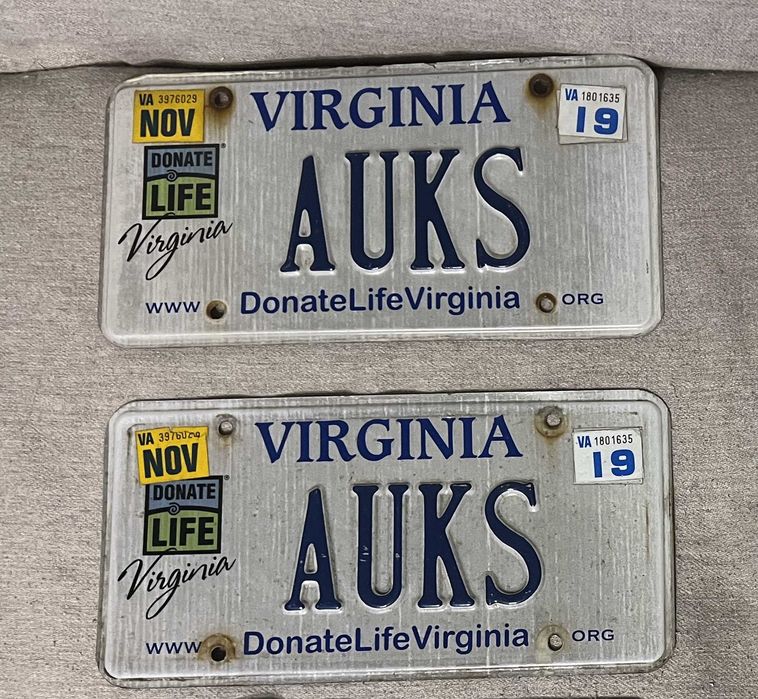 Set 2 numere originale SUA Virginia AUKS Donate Life 2019