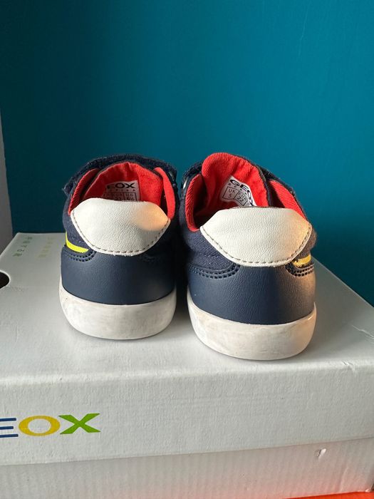 Geox, Marimea 22 - Pantofi sport cu velcro piele Rosu/Verde lime/Bleu