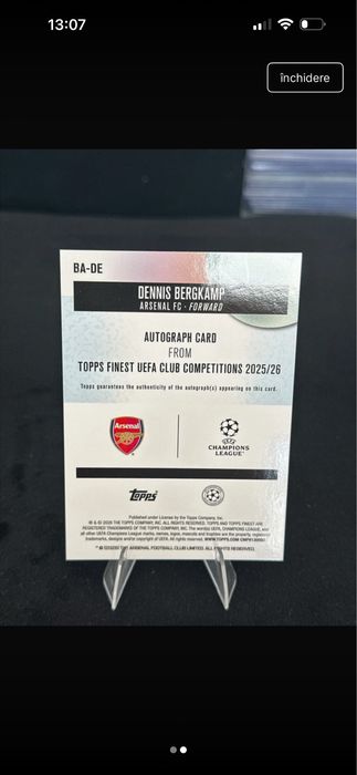 Card Dennis Bergkamp Arsenal Autograf 01/10 Topps