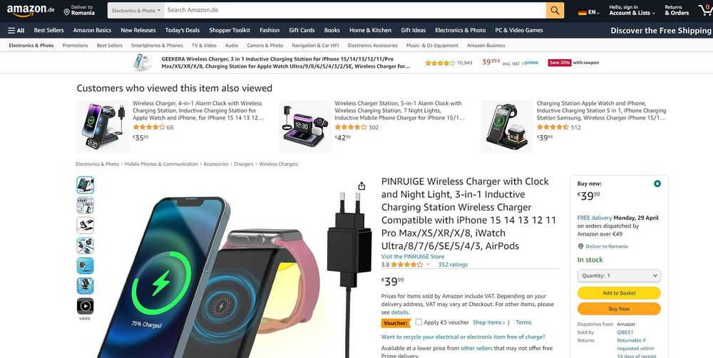 Charging station(incarcator)wifi , cu LCD ceas, REDUS de la 200 RON