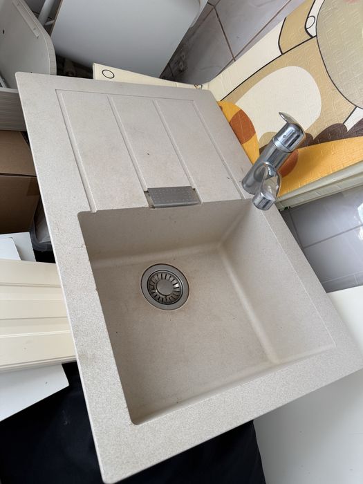 Chiuvetă bucătărie Franke Sirius S2D 611-78 Tectonite Oatmeal Bej 78x50 cm + BATERIE CROMATĂ INCLUSĂ