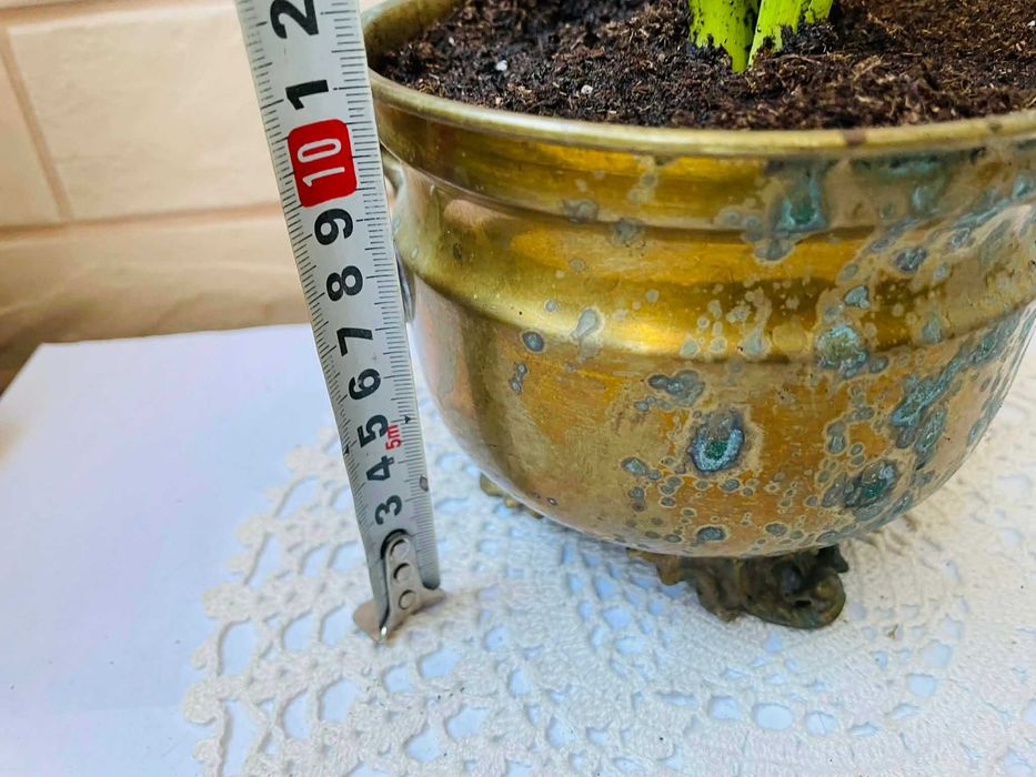 Красива месингова кашпа от Англия със зюмбюл