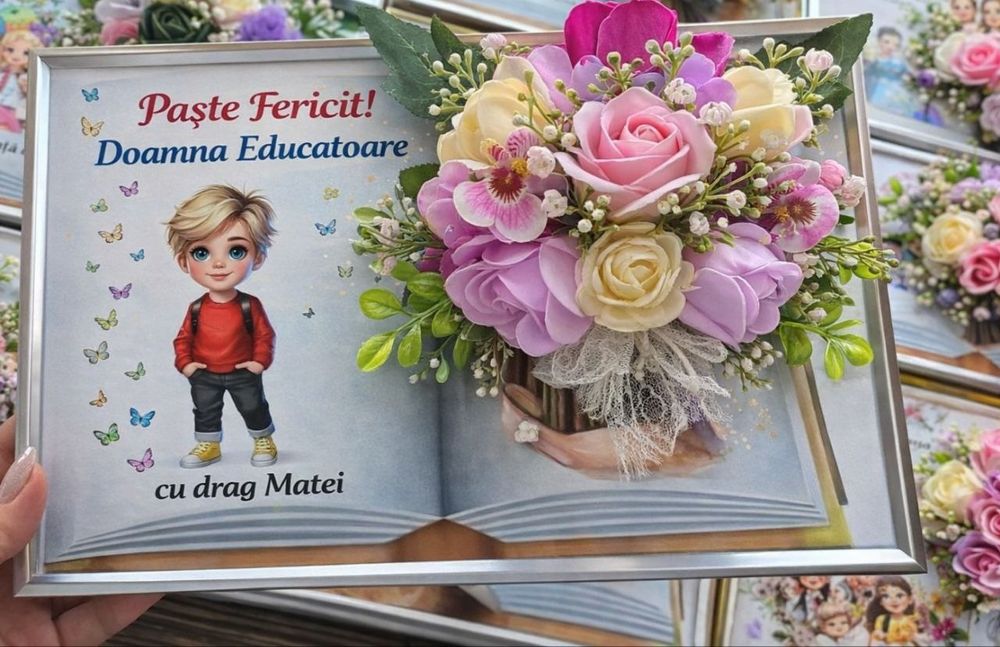 Tablouri A4 cu flori de sapun si flori artificiale