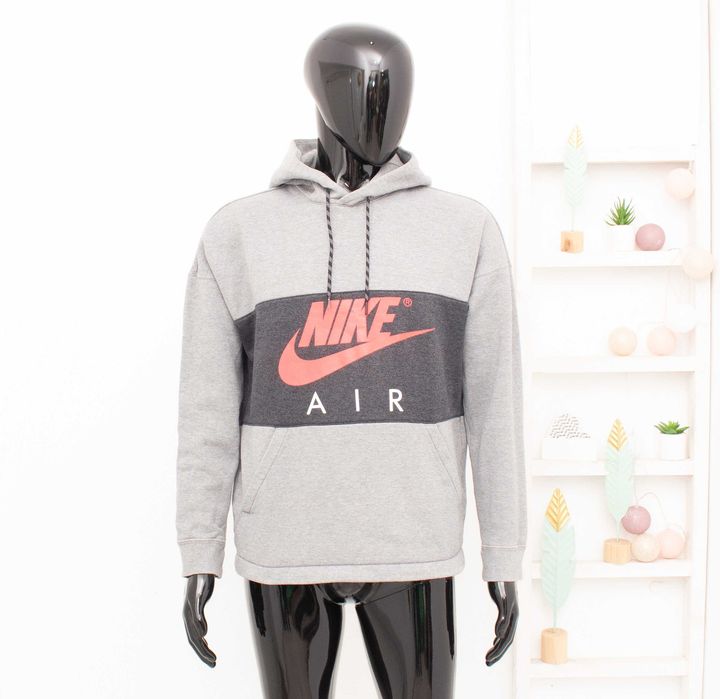 Nike Air оригинален мъжки суичър сиво худи с качулка голямо лого М