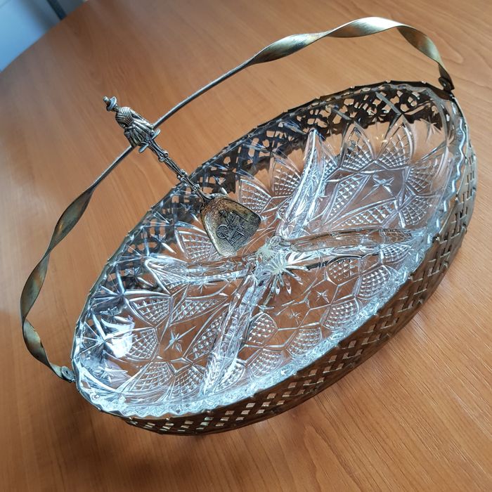 Vas cristal cu suport argintat