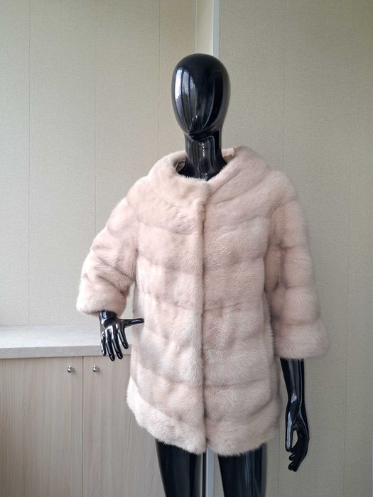 Haina blana vizon , Haină blană nurcă impecabila, 4 in 1 m. L-XL