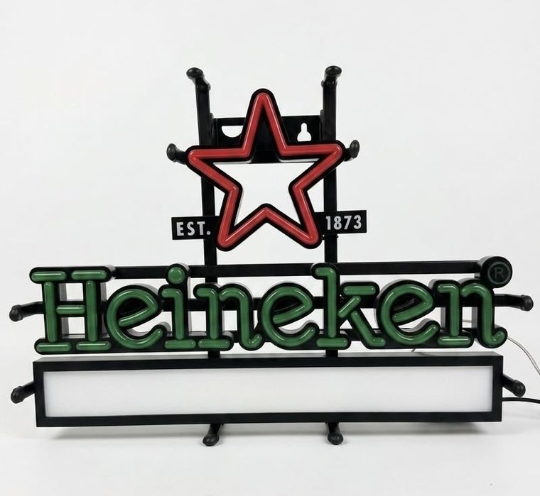 Reclamă luminoasă Heineken originală LED – NOUĂ – dimmer – 44 × 32 cm