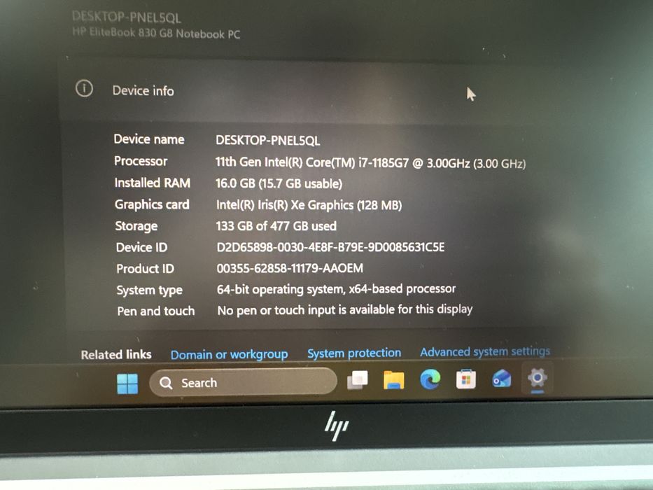 13.3 инч Бизнес Лаптоп HP EliteBook 830 G8 | i7-11865G7 | 16GB RAM | 512GB SSD | Face ID | ТОП състояние