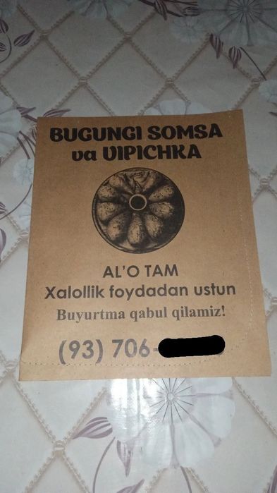 Somsa va gummalar uchun qogoz paketlar