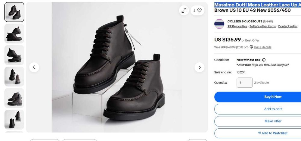 Ghete lace up 44 split toe Massimo Dutti NOI piele naturala negru