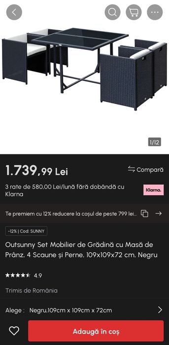 Set masa cu 4 scaune gradina terasa Outsunny