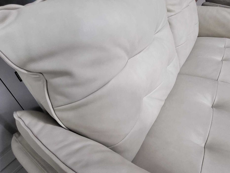 Италиански кремав кожен комплект тройка, двойка и фотьойл Bolzano