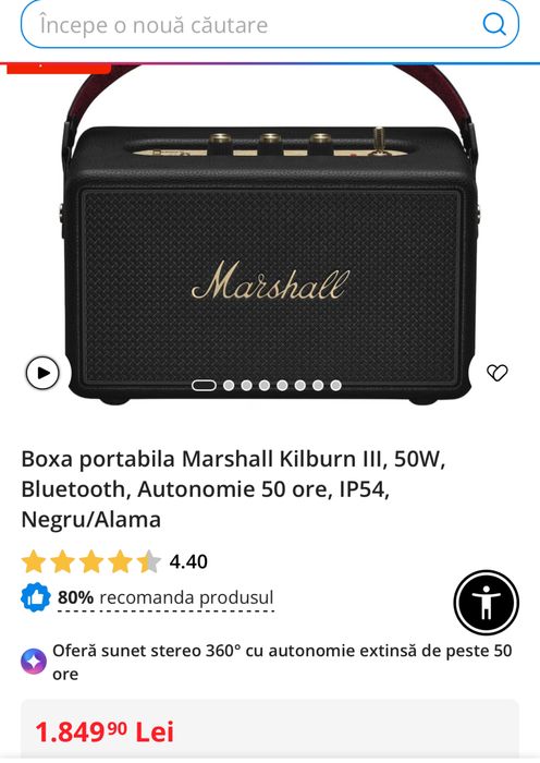 MARSHALL Kilburn III, Bluetooth, sigilata, transport inclus