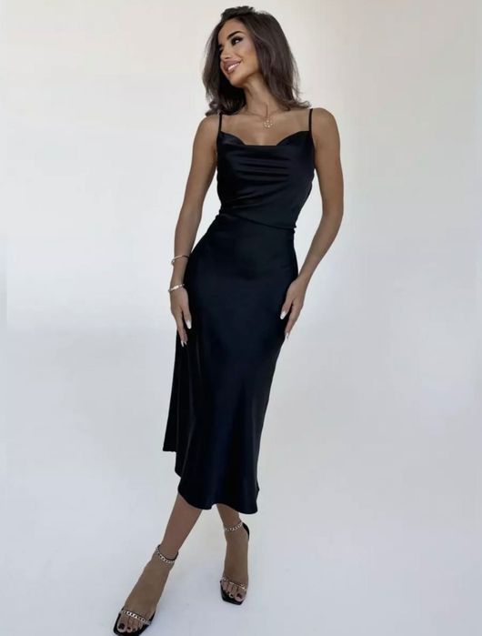 Платье комбинация миди с завязкой на спине