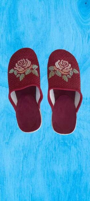 Papuci de casa bordo cu floare, 37