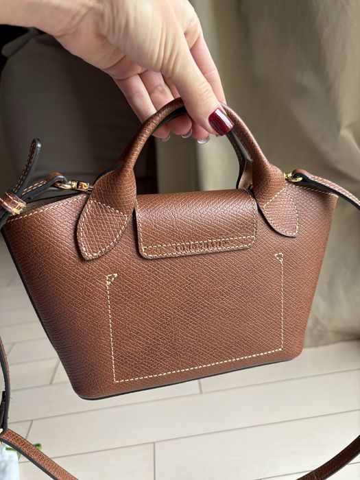 Longchamp Le Pliage, оригинална кожена чанта