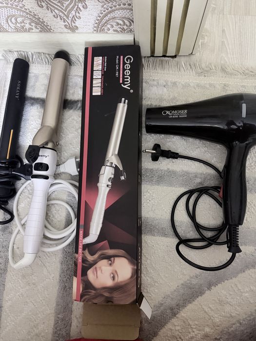 Плойка geemy(новая), утяжок sokany(б/у) фен cromoser(б/у)
