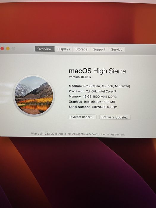 15,4" Core i7 MacBook Pro A1398 (Mid-2014 (IG) -i7/16GB RAM/256GB SSD