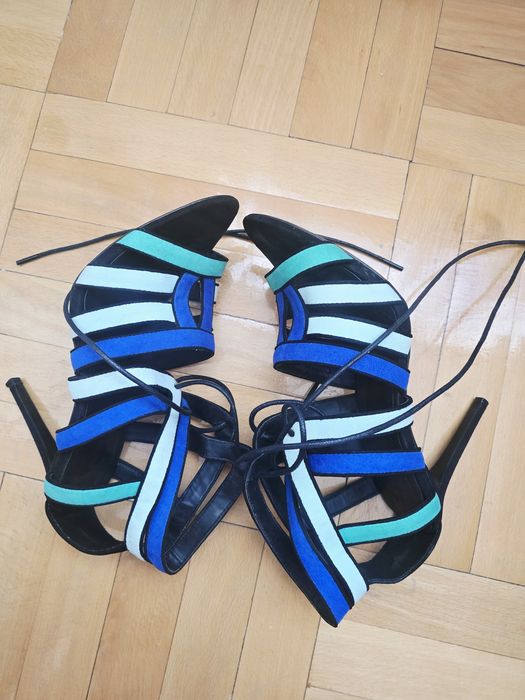 Sandale Zara, cu siret, albastru +negru, marime 40