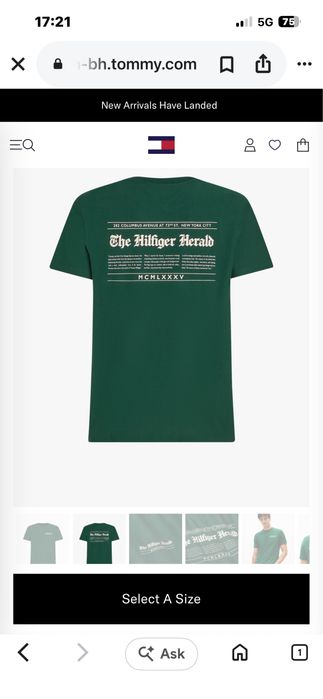 Tommy Hilfiger - Back Logo  Jersey Crew Neck T-Shirt  - НОВА размер Л / Оригинал