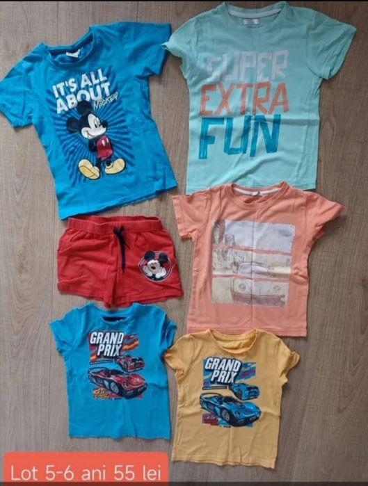 Lot tricouri și pantaloni scurți  5-6 ani