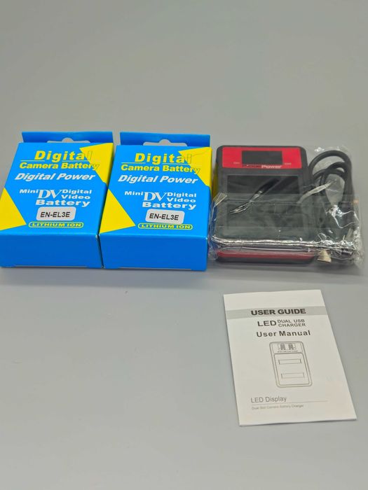 Комплект 2 бр. батерии EN-EL3e + заряден модул с LED дисплей за Nikon